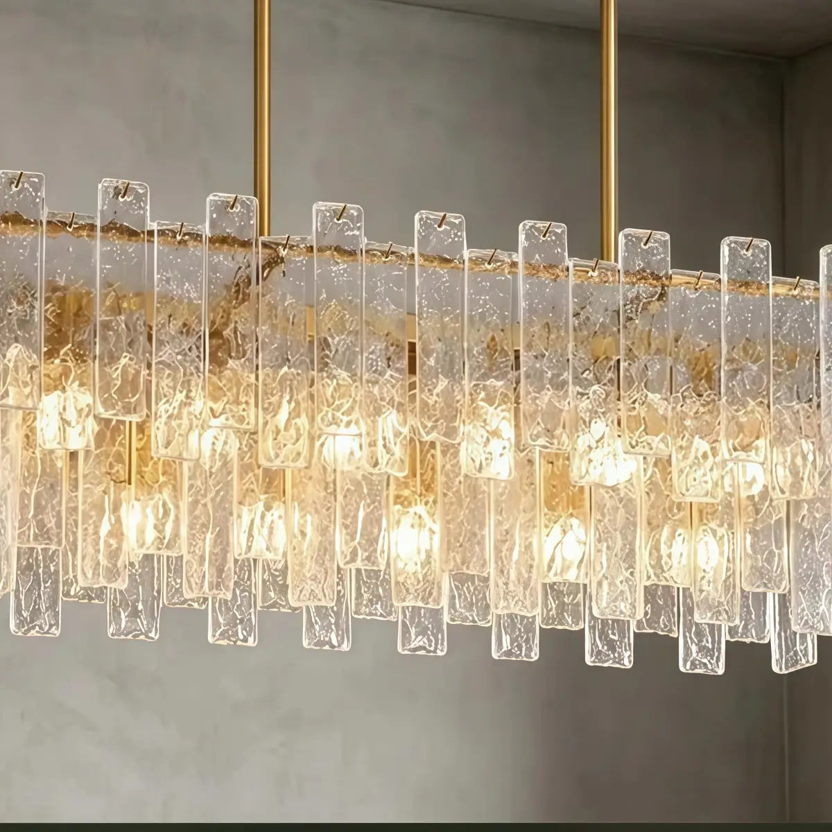 Excelis Luxury Chandelier -- Hand-Blown Glass & Metal for Living Room / Foyer Detail