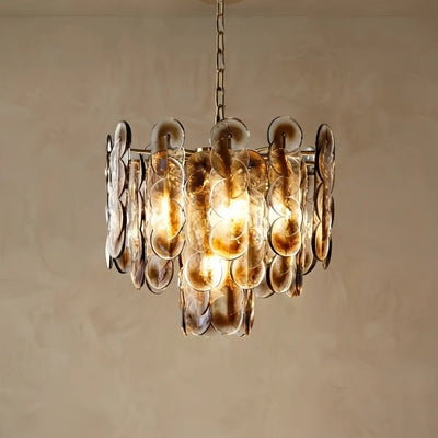 Vetro Vintage Glass Chandelier -- Smoked Gray Murano & Metal for Dining Room