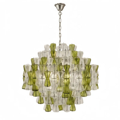 Excelis Luxury Glass Chandelier -- Clear & Green Hourglass for Dining Room