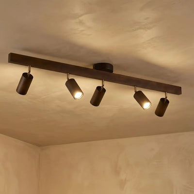 Zenno Modern Wood Track Lighting -- Adjustable Spotlights Walnut/Wood for Kitchen & Bar