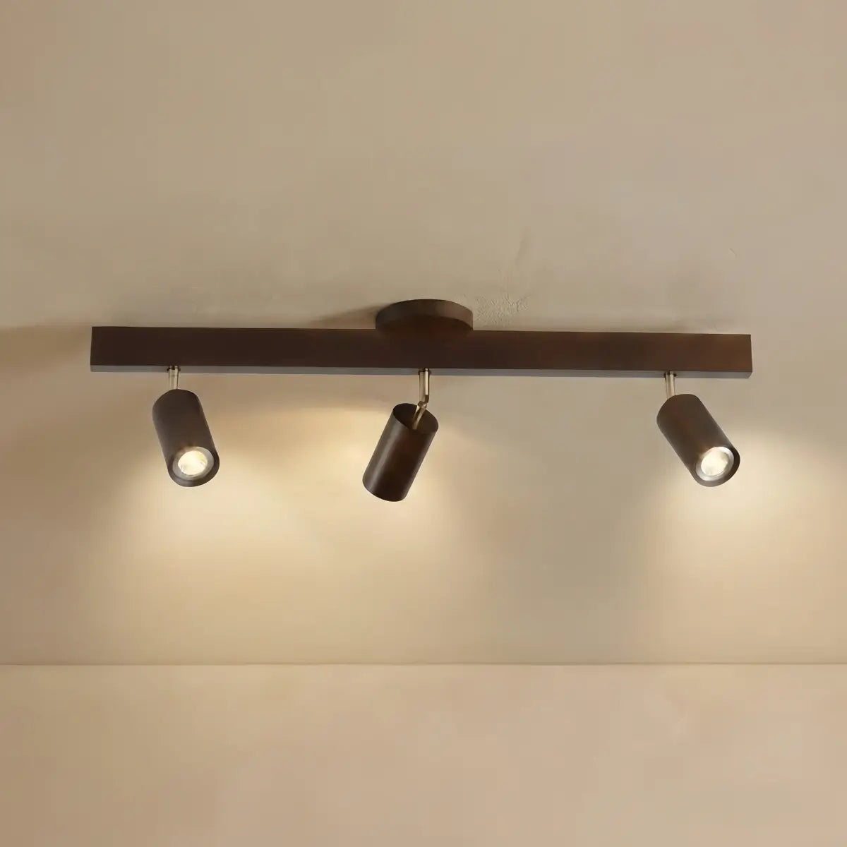 Zenno Modern Wood Track Lighting -- Adjustable Spotlights Walnut/Wood for Kitchen & Bar