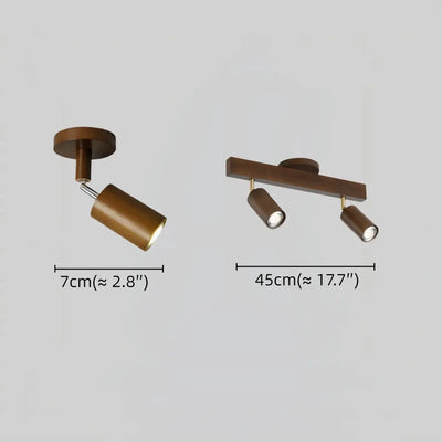 Zenno Modern Wood Track Lighting -- Adjustable Spotlights Walnut/Wood for Kitchen & Bar Size