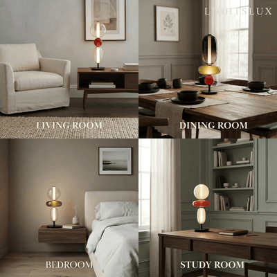 Vetro Art Deco Glass Table Lamp -- Hand-Blown Crystal LED Indoor