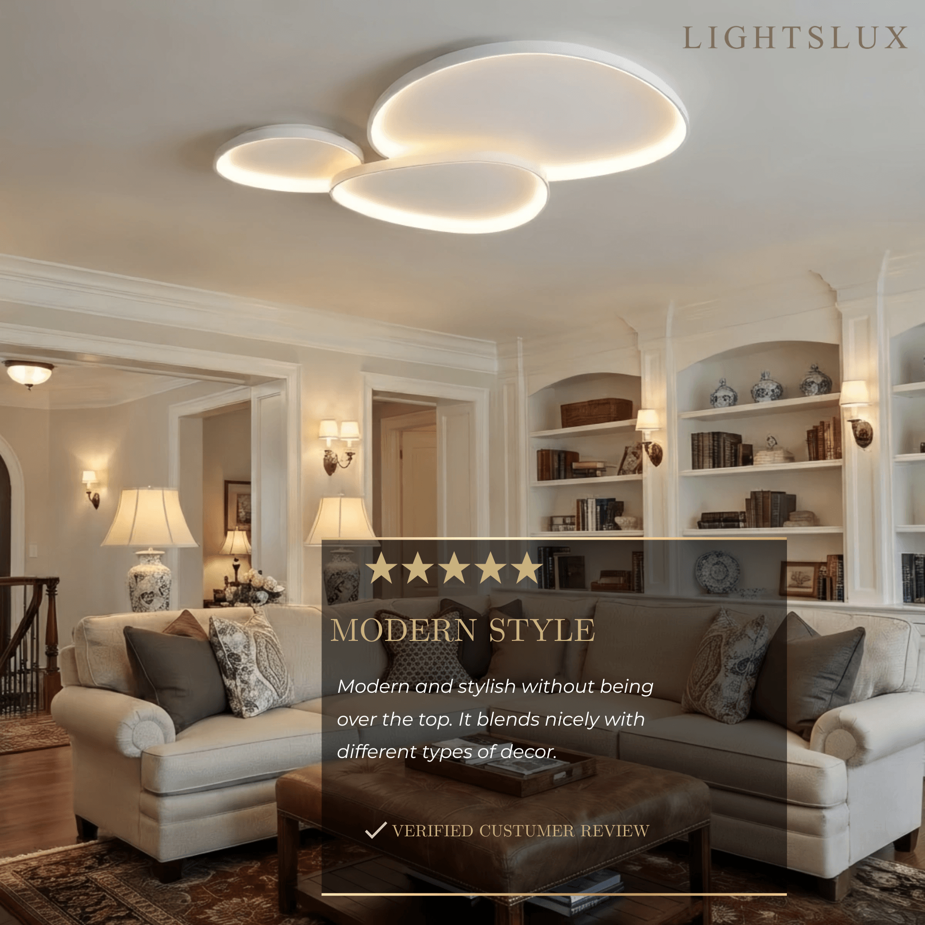 Sandora Minimalist Ceiling Light -- Metal Integrated LED White for Living Room
