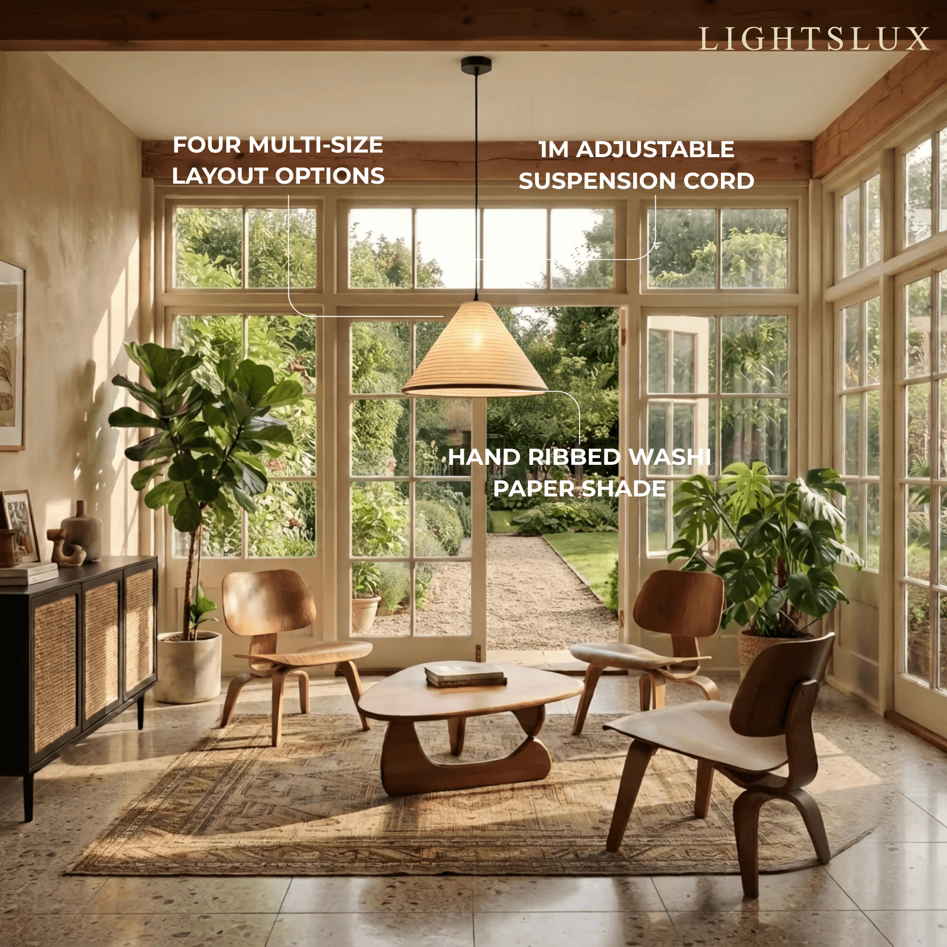 Zenno Wabi-sabi  Pendant Light — Metal Frame for Living Room