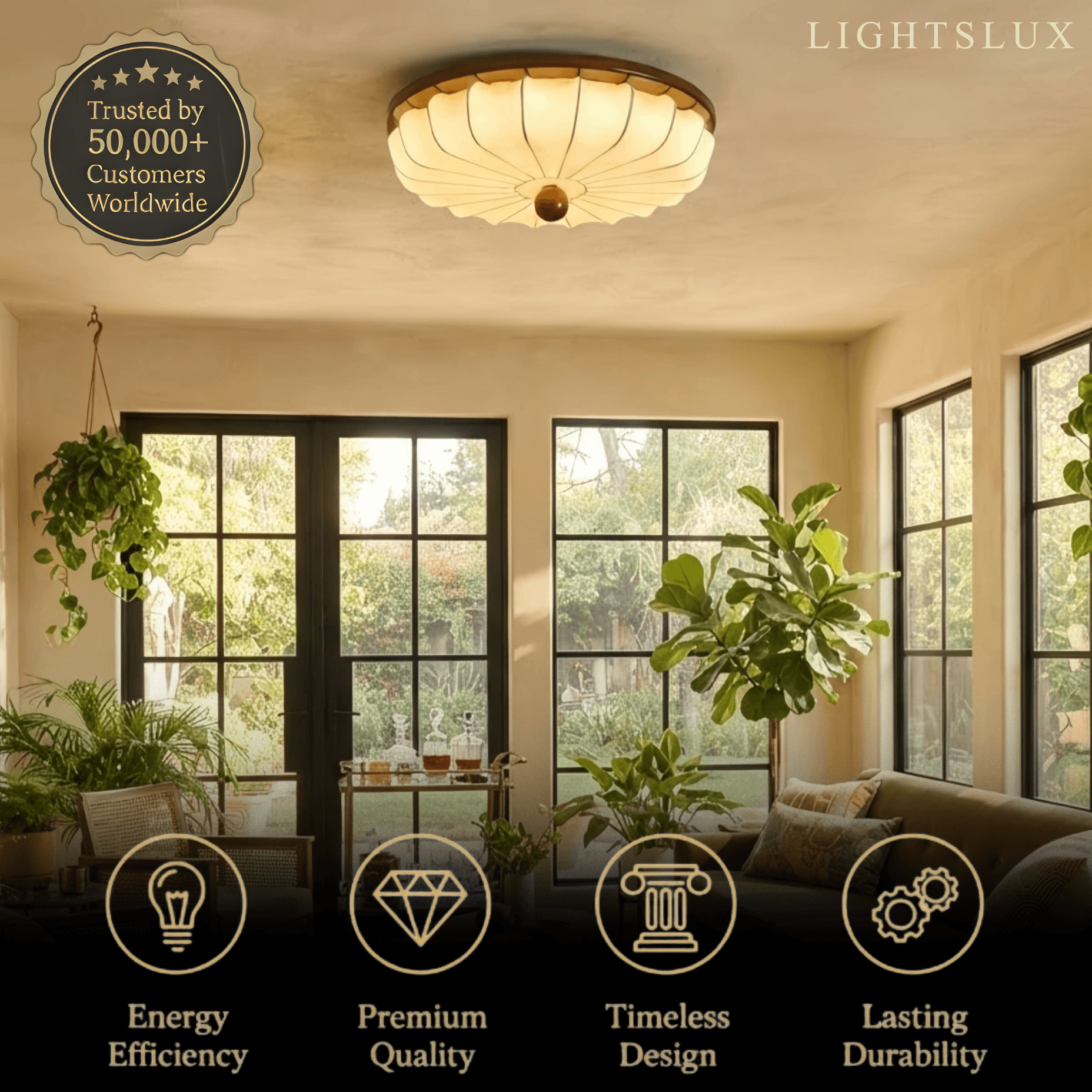 Irondale Retro Ceiling Light--Fabric for BedRoom