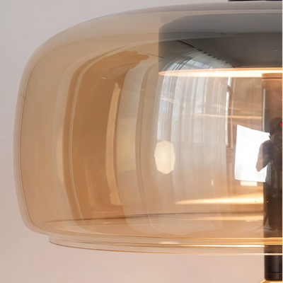 Vetro Modern Glass Floor Lamp -- Black Metal & Smoke Grey/Amber for Living Room Detail