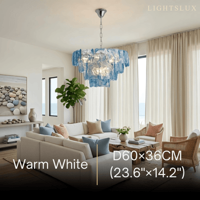 Luxury Branch-Style Tiered Chandelier— Metal & Glass Blue for Dining Room