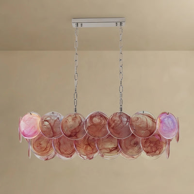 Excelis Art Deco Chandelier -- Handcrafted Iridescent Cloud Glass for Bedroom