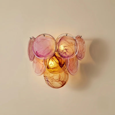 Excelis Art Deco Chandelier -- Handcrafted Iridescent Cloud Glass