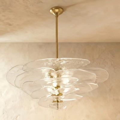 Art Deco Chandelier -Glass Iron Frame - Clear
