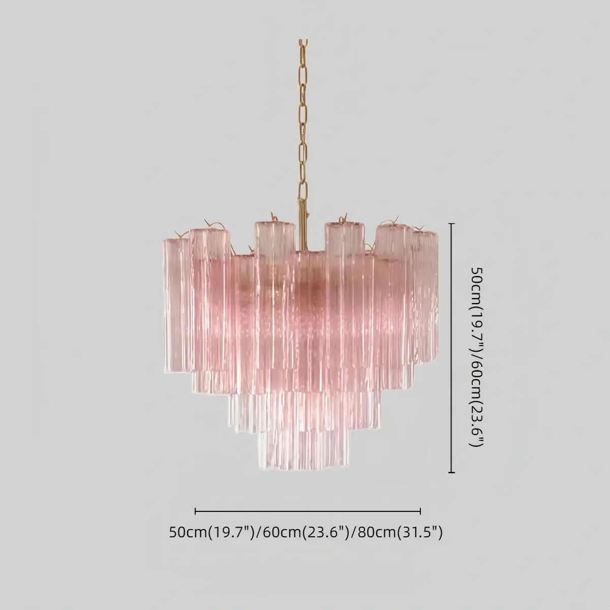 Vetro Art Deco Chandelier - Glass Iron  - Pink 