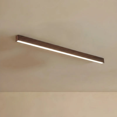 Zenno Minimalist Linear Ceiling Light -- Iron & Acrylic Natural Wood/Walnut for Hallway
