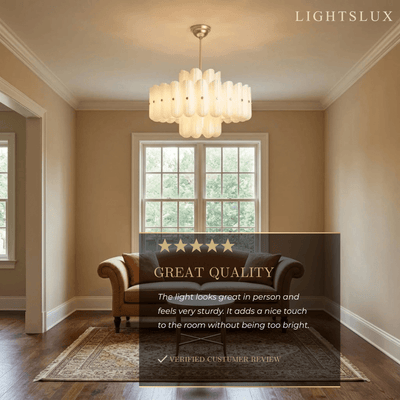 Velora Modern Chandelier - ABS with Built-in LED - Off-white for  FamilyRoom