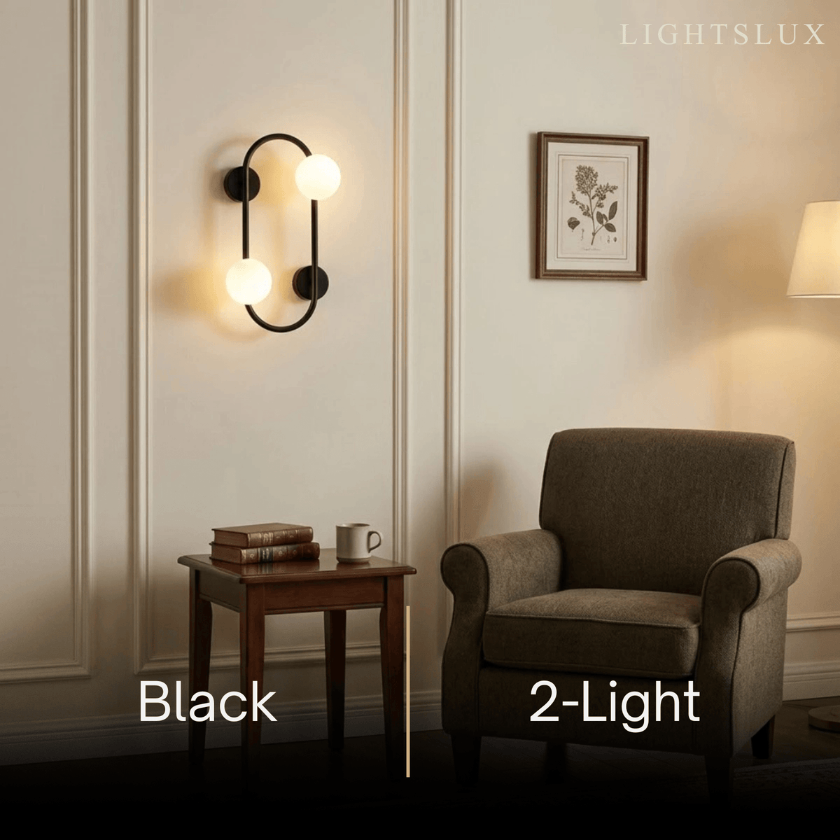 Vetro Minimalist Wall Lamp - Glass Iron - Black Brass for Bedroom Living Room