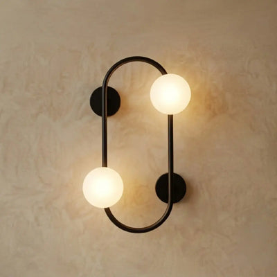 Vetro Minimalist Wall Lamp - Glass Iron - Black Brass for Bedroom Living Room