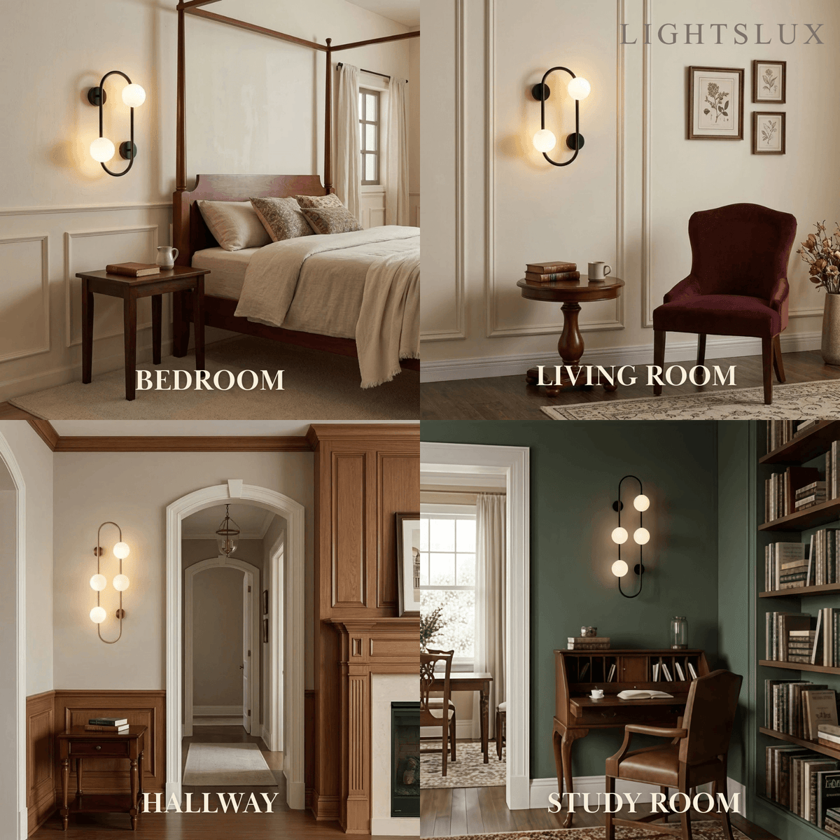 Vetro Minimalist Wall Lamp - Glass Iron - Black Brass for Bedroom Living Room