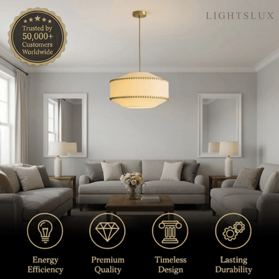 Zenno Wabi-sabiPendant Light - Fabric Iron with Warm LED - 3 Sizes for Living Room