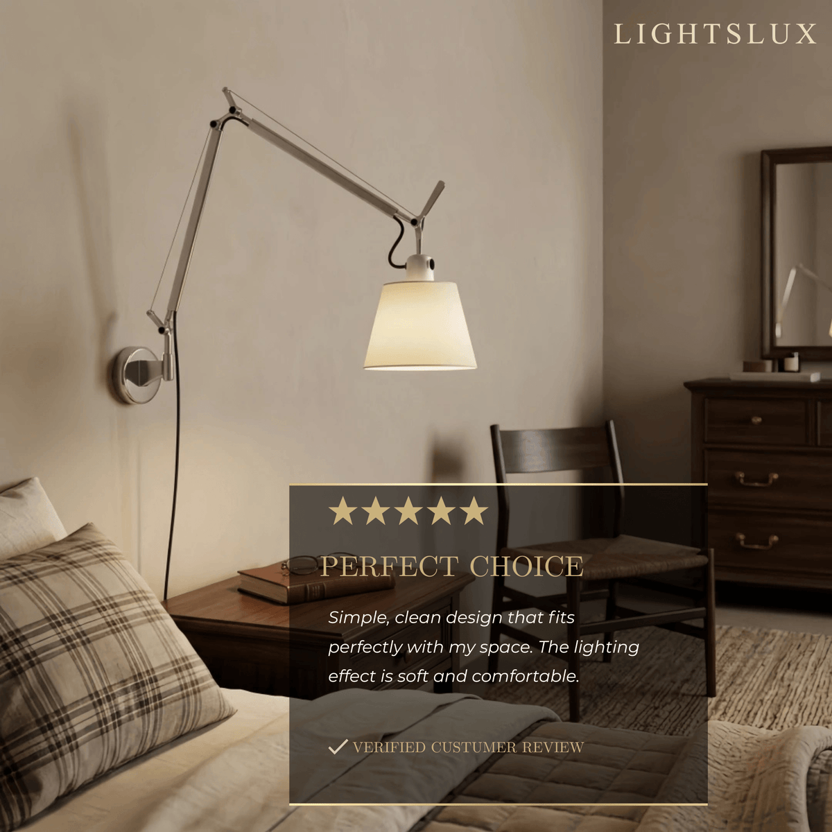 Stellar Modern Wall Lamp - Fabric Aluminum - Dual Arm for Bedroom Living Room