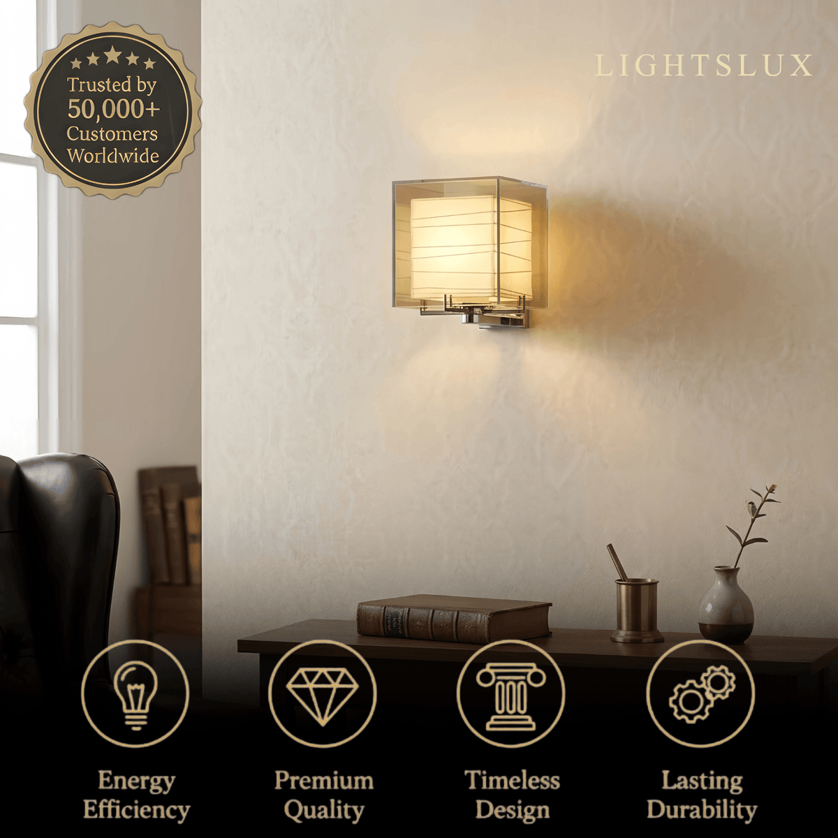 Lunara Minimalist Glass Wall Lamp -- Cylindrical for Bedroom