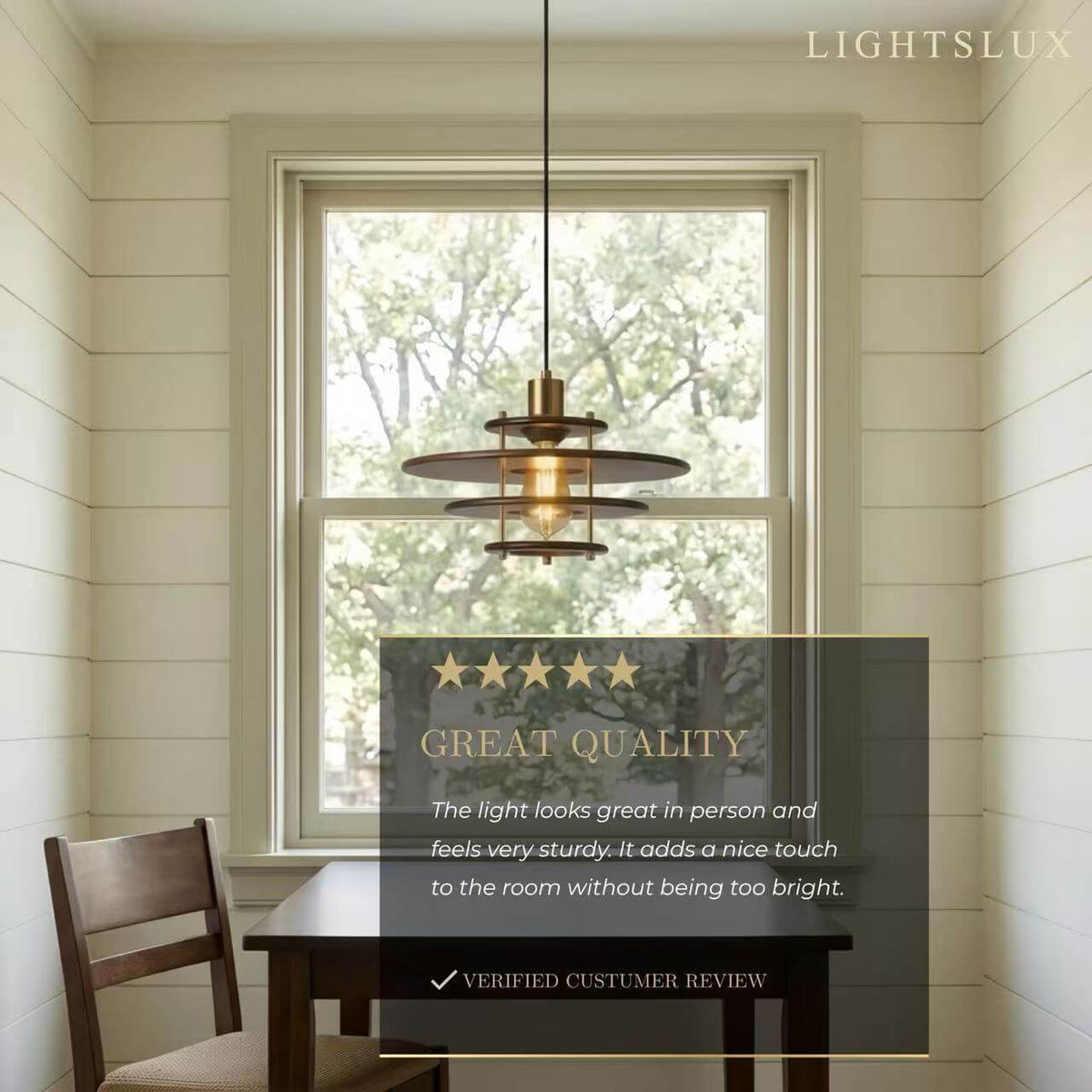Irondale Vintage  Metal & Wood Pendant Light  for Dining Room