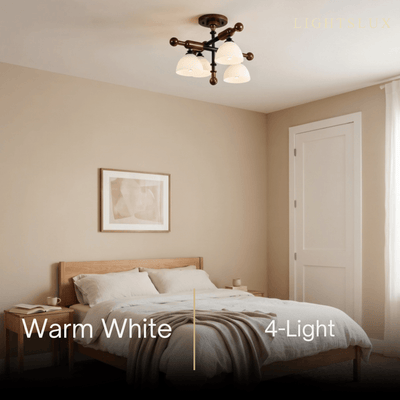 Nebula Modern Wood and Glass Ceiling Light – Walnut Round for Entryway and Hallway