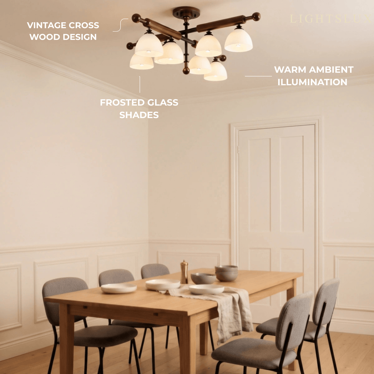 Nebula Modern Wood and Glass Ceiling Light – Walnut Round for Entryway and H