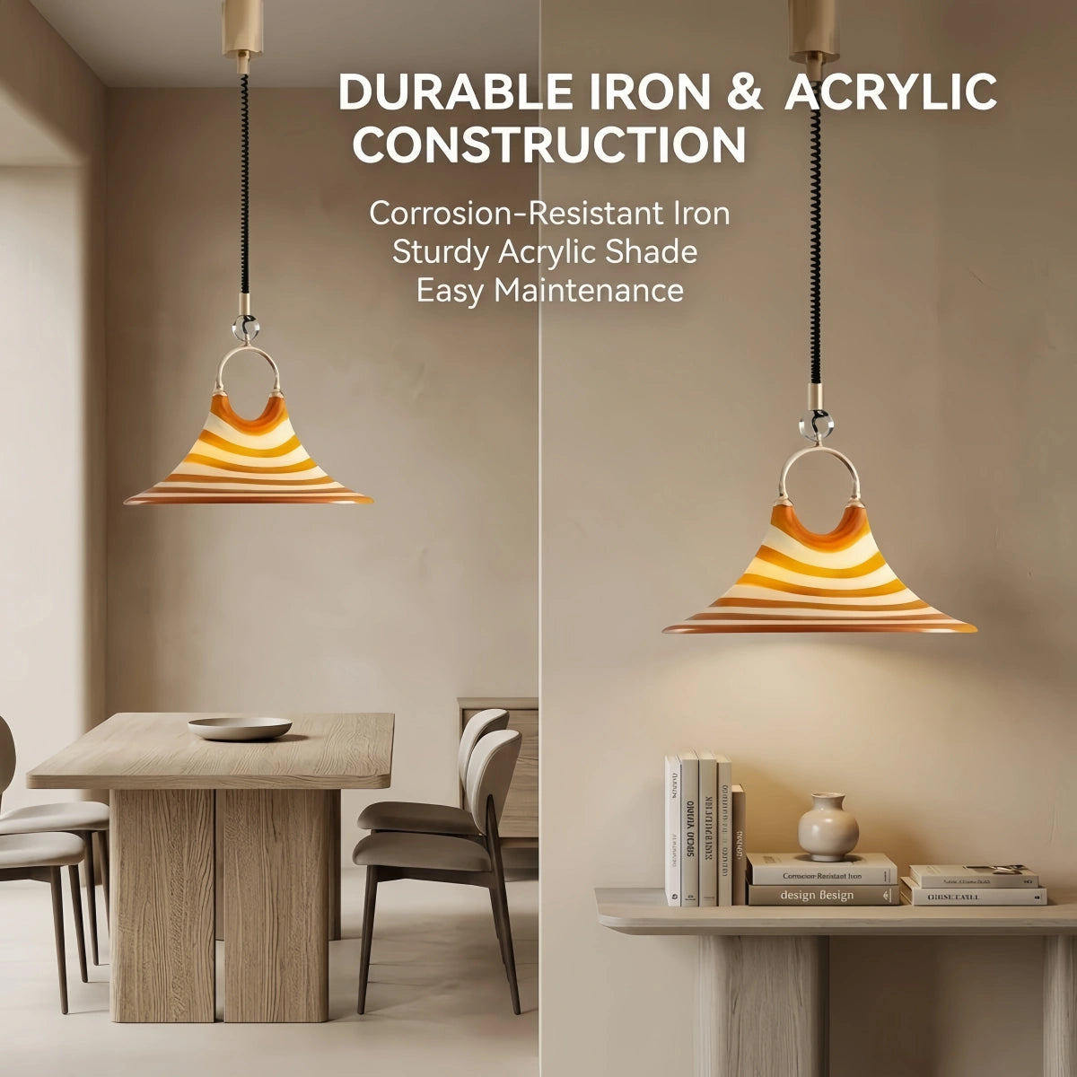 Vivara Art Deco Pendant Light-- Iron & Acrylic for Bedoom