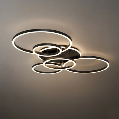  Ring Black/Gold Celing Light, 4Style, for Bedroom/Living Room/Commercial