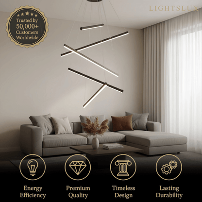 Sculptural Modern Chandelier – Aluminum & Silica Gel LED Halo Light for Living Room 