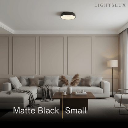 Modern Flush Mount Ceiling Light – Gold/ Black Dimmable LED for Living Room