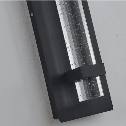 Arcato Modern Outdoor Wall Sconce – Black Stainless Steel Crystal Accents Starry Glow for Entryway