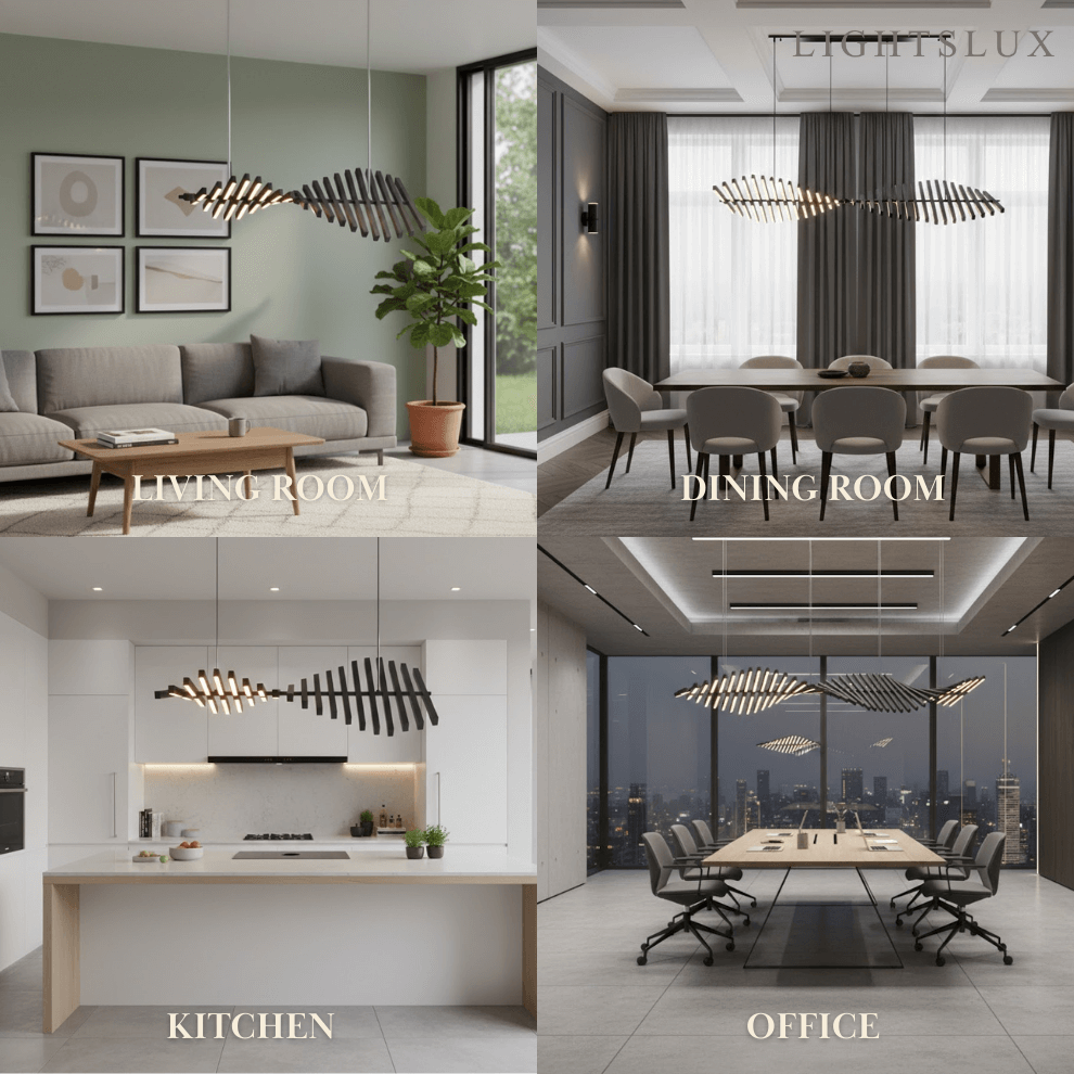 Modern Adjustable Stacked Pendant Light – Black Ash Iron Acrylic Aluminum for Kitchen Island