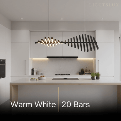 Modern Adjustable Stacked Pendant Light – Black Ash Iron Acrylic Aluminum for Kitchen Island