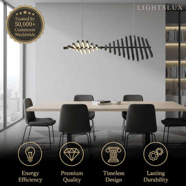 Modern Adjustable Stacked Pendant Light – Black Ash Iron Acrylic Aluminum for Kitchen Island