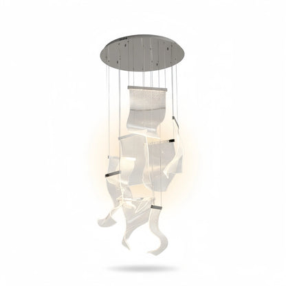 Excelis Royal Leaf-Layered Chandelier – Acrylic in Metallic Gold or Black Ash Dimmable