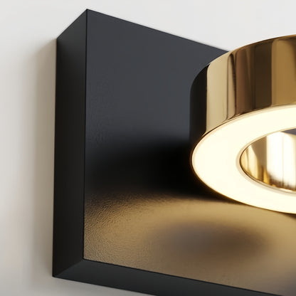 Modern 3-Light Bathroom Vanity – Circular Acrylic Shades on Matte Black/Gold Frame for Bathroom