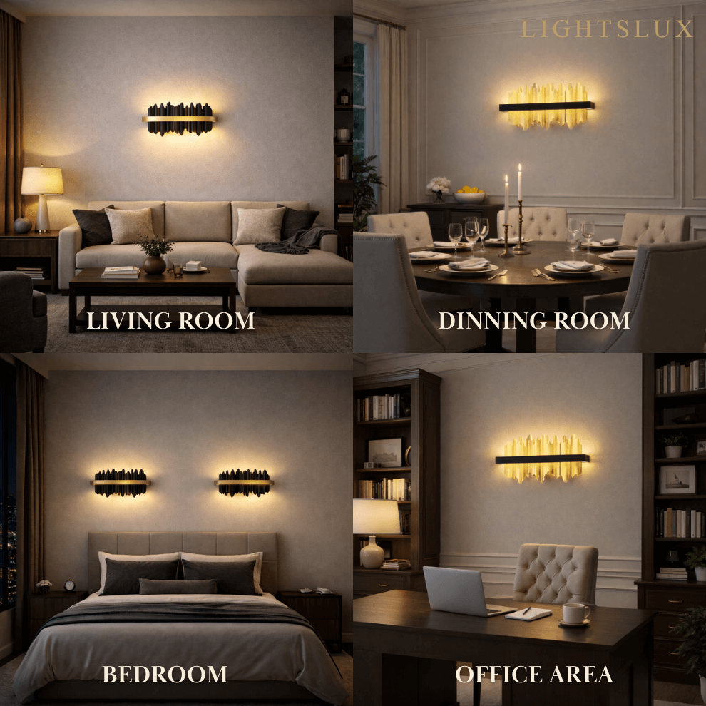 Excelis Modern Linear Icicle Wall Sconce – Black/Polished Gold Iron & Steel for Living Room