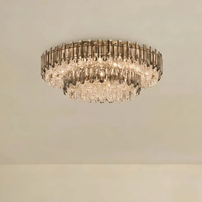 Crystal Flush Mount Chandelier – Smoky/Clear for Living Room