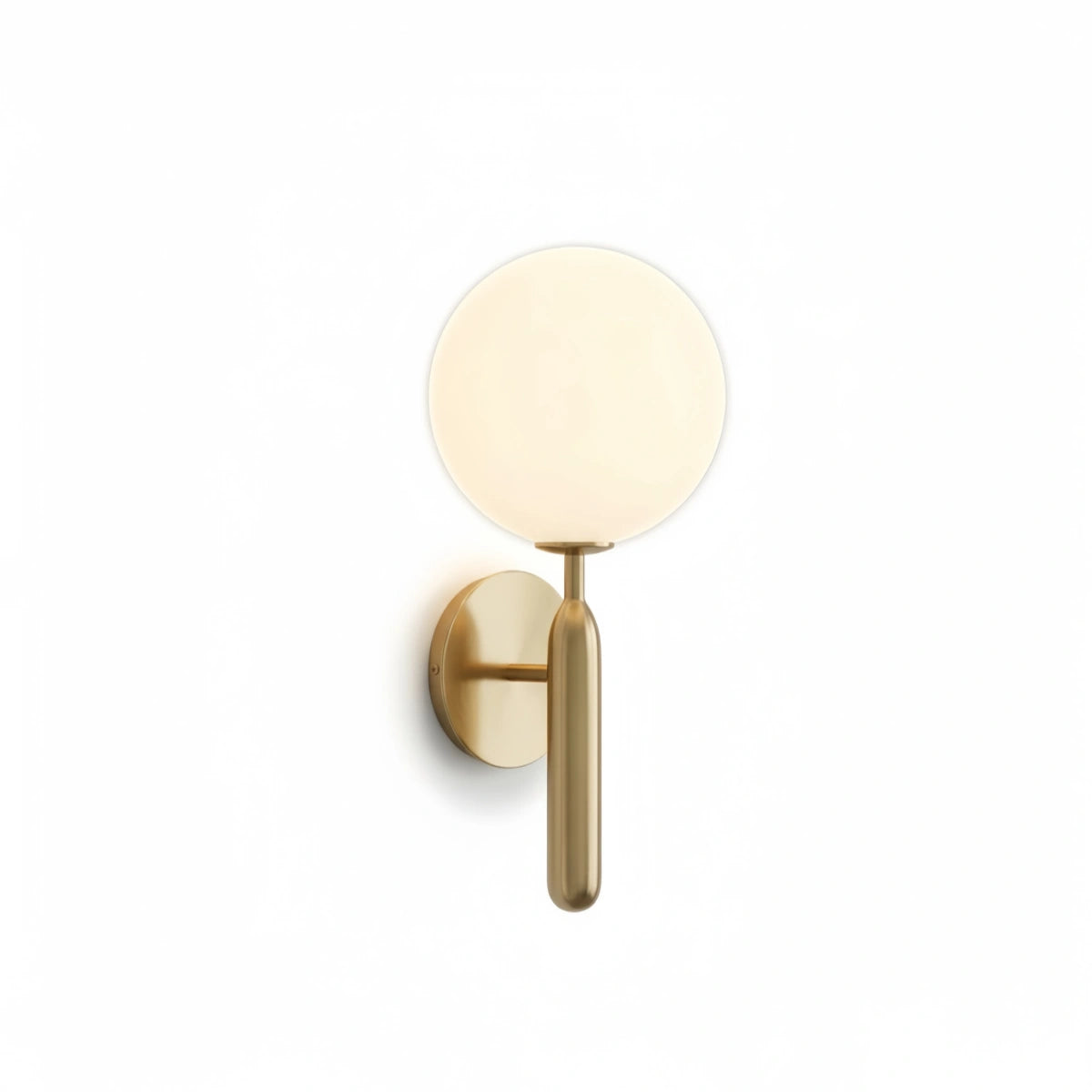 Excelis Modern Solid Brass Wall Sconce – Brushed Gold with Smooth Glass Accents for Living Room