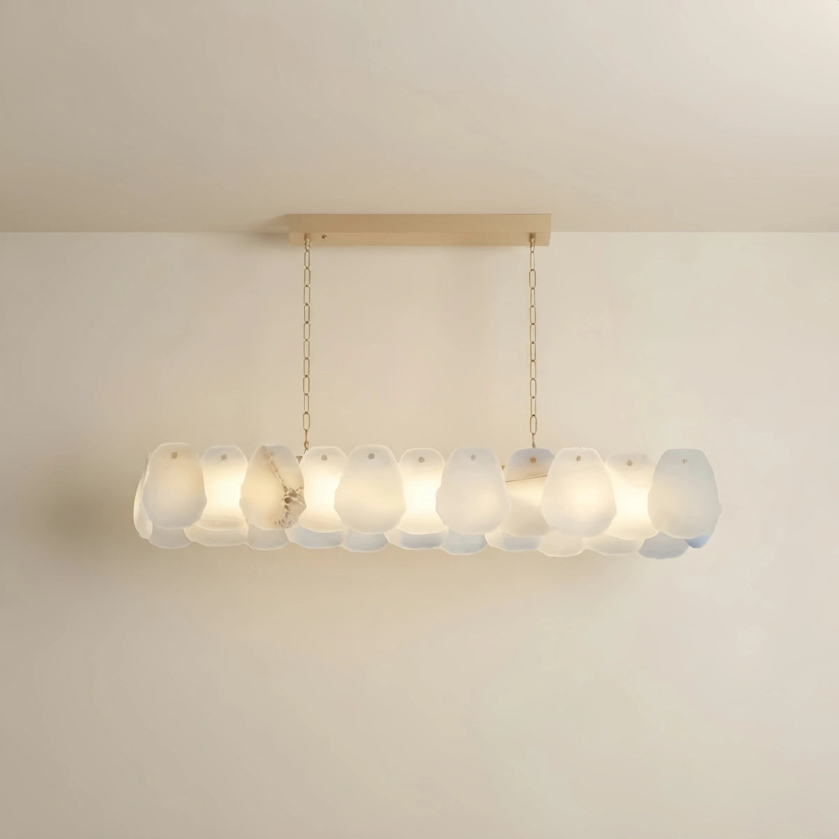 Excelis Alabaster Petal Pendant Light – Solid Brass Frame Brushed Gold Finish Kitchen island