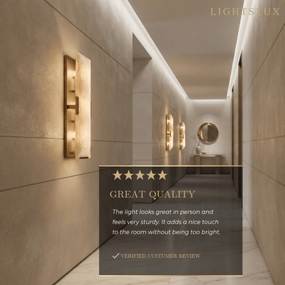  Wall Sconce – Brushed Gold Stainless Steel Backplate Indoor
