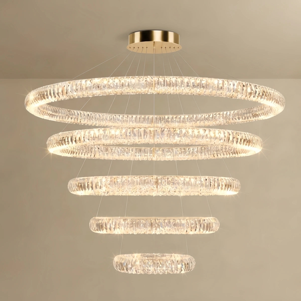 Luxury Tiered Crystal Chandelier – K9 Crystals Gold Finish Celestial Glow