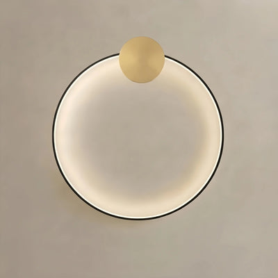 Minimalist Sun Copper Wall Light – Matte Black Adjustable Brightness for Bedroom