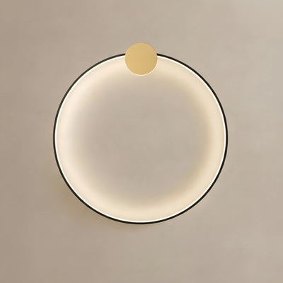 Minimalist Sun Copper Wall Light – Matte Black Adjustable Brightness for Bedroom