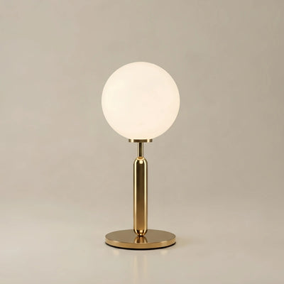 Modern Solid Brass Table Lamp – Brushed Gold with Clear Glass Shade for Bedroom