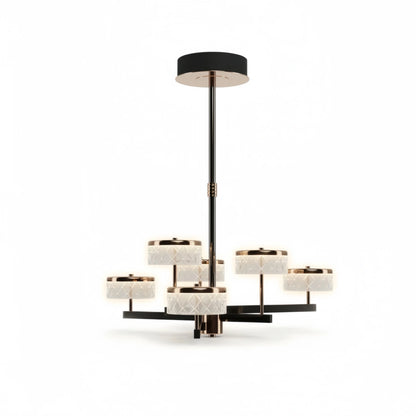 Excelis Modern Luxury Tiered Gold Pearl Black Chandelier for Dining/Living Room