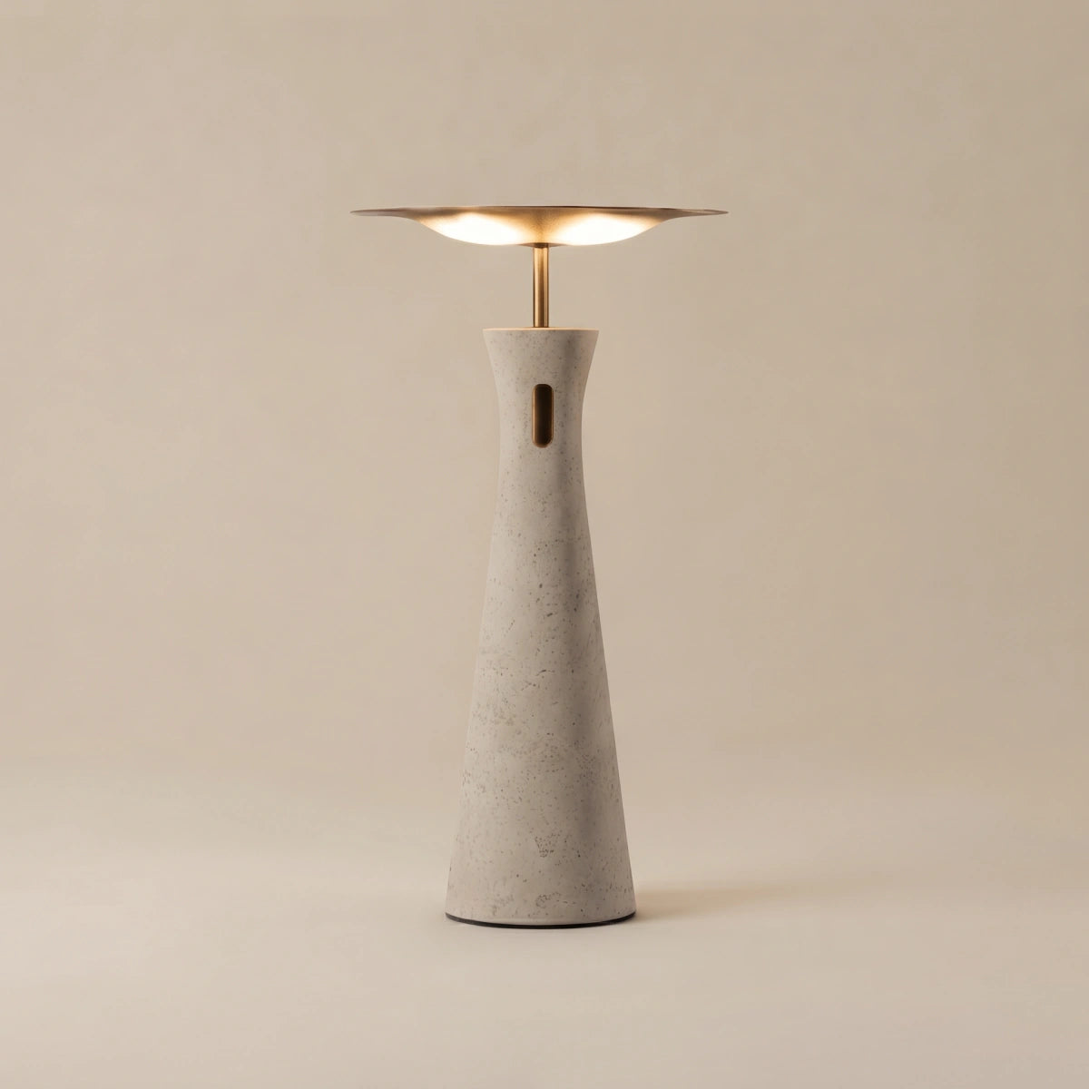 Strata Rechargeable Travertine Table Lamp – Aluminum Touch Dimming Portable for Study Room/Bedside