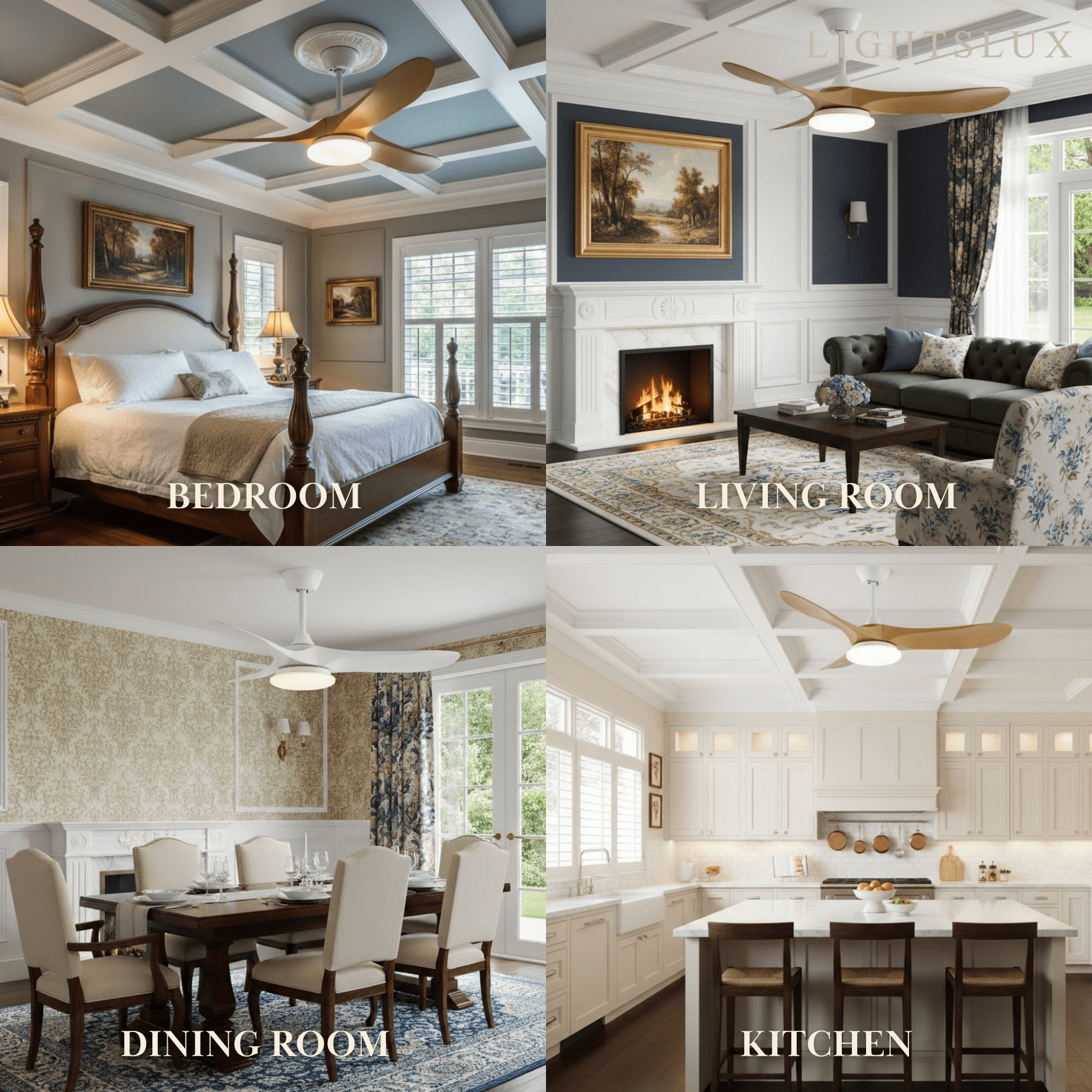 Zenno Modern Wood Ceiling Fan Light
