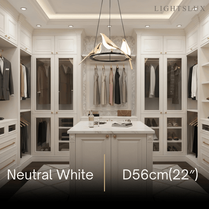 Modern Bird Chandelier – Gold Acrylic Magpie Design